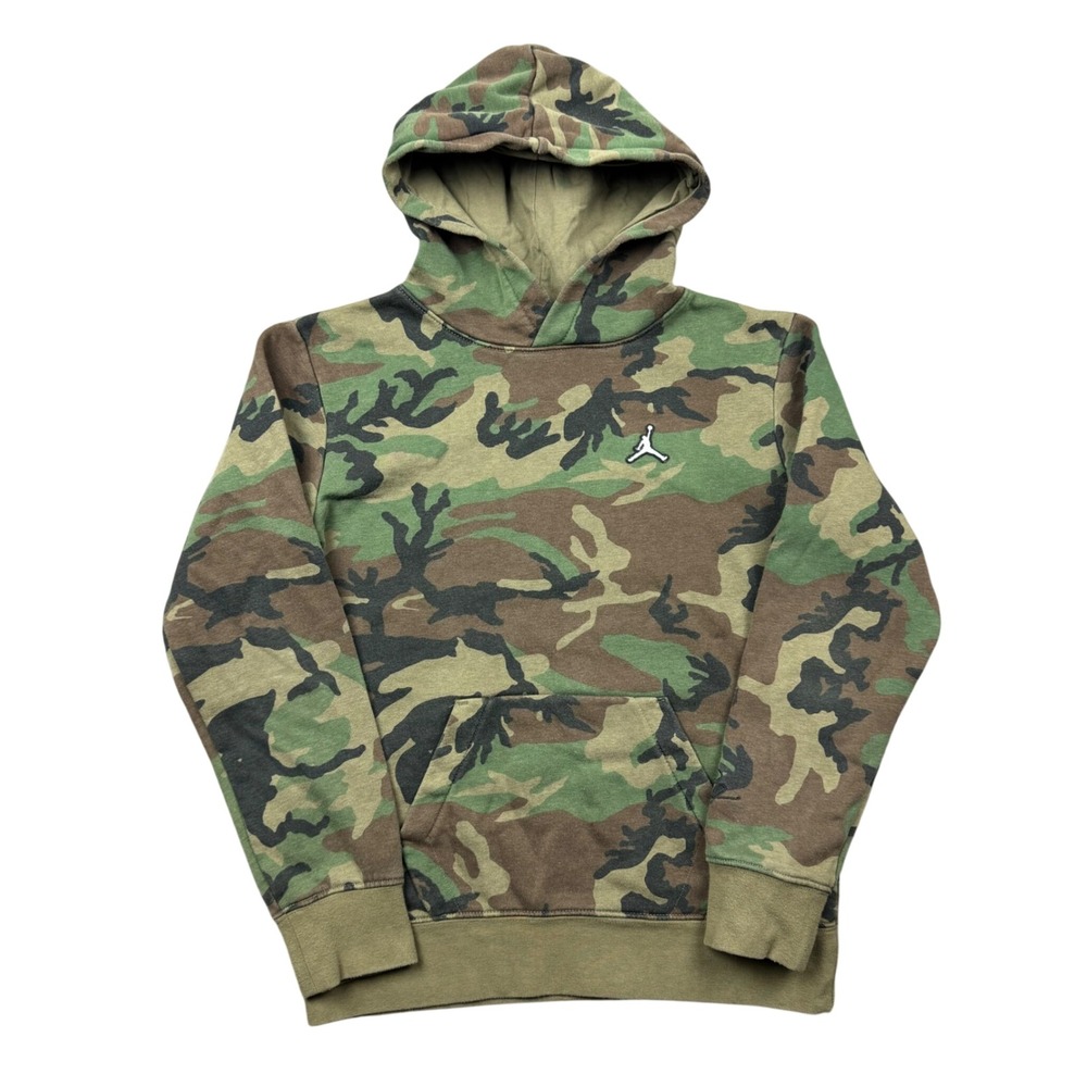 Jordan Camo Hoodie Youth Boys Large 12-13 Yrs Jumpman Logo Pullover Sweatshirt